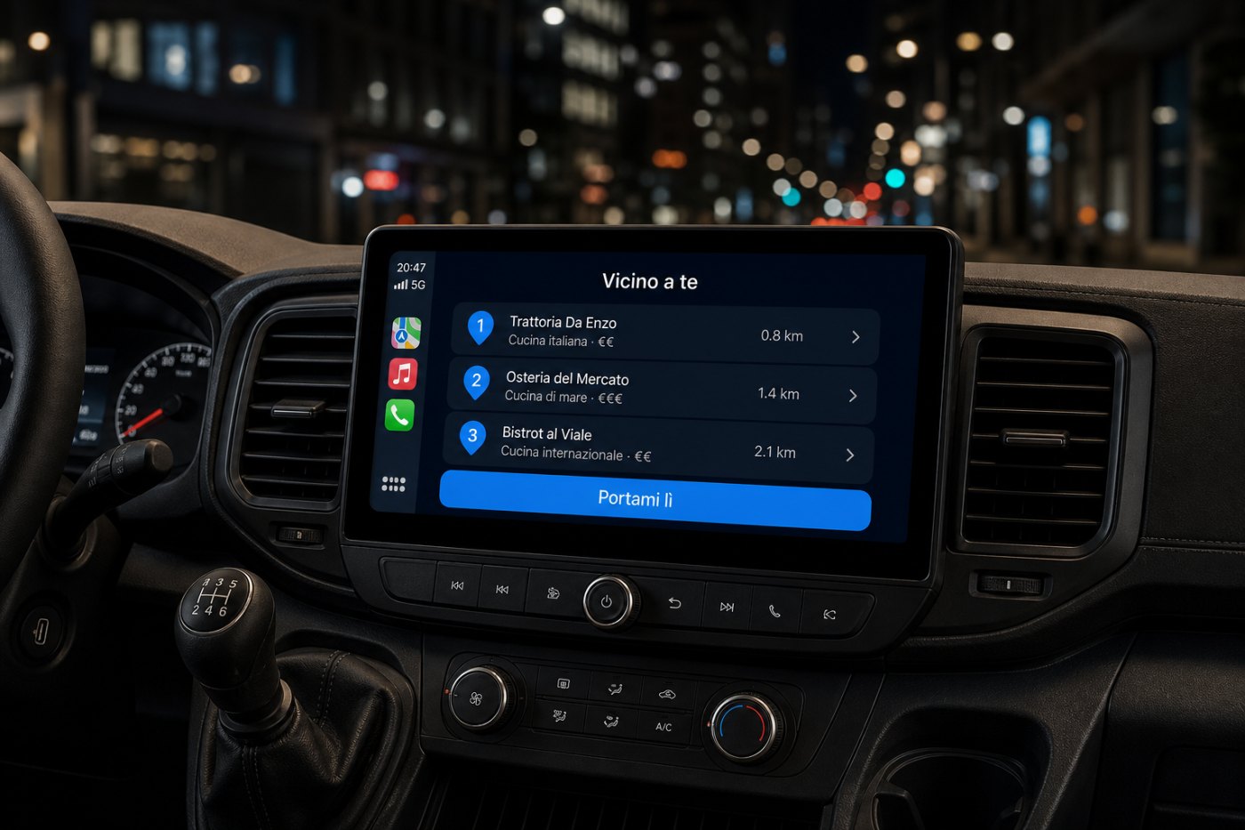 DoveMangio su Apple CarPlay: lista locali vicini e Portami lì