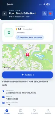 Scheda locale con descrizione, orari e recensioni