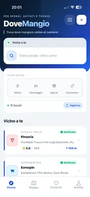 Vicino e filtri rapidi — lista locali